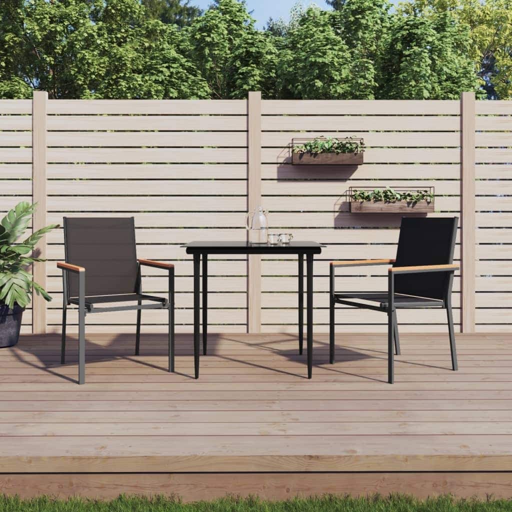 vidaXL Patio Chairs 2 pcs Black 21.7"x24.2"x35.4" Textilene and Steel