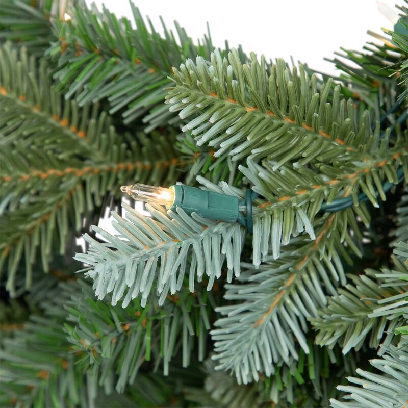 Pre-Lit Blue Spruce Artificial Christmas Wreath - 24" - Clear