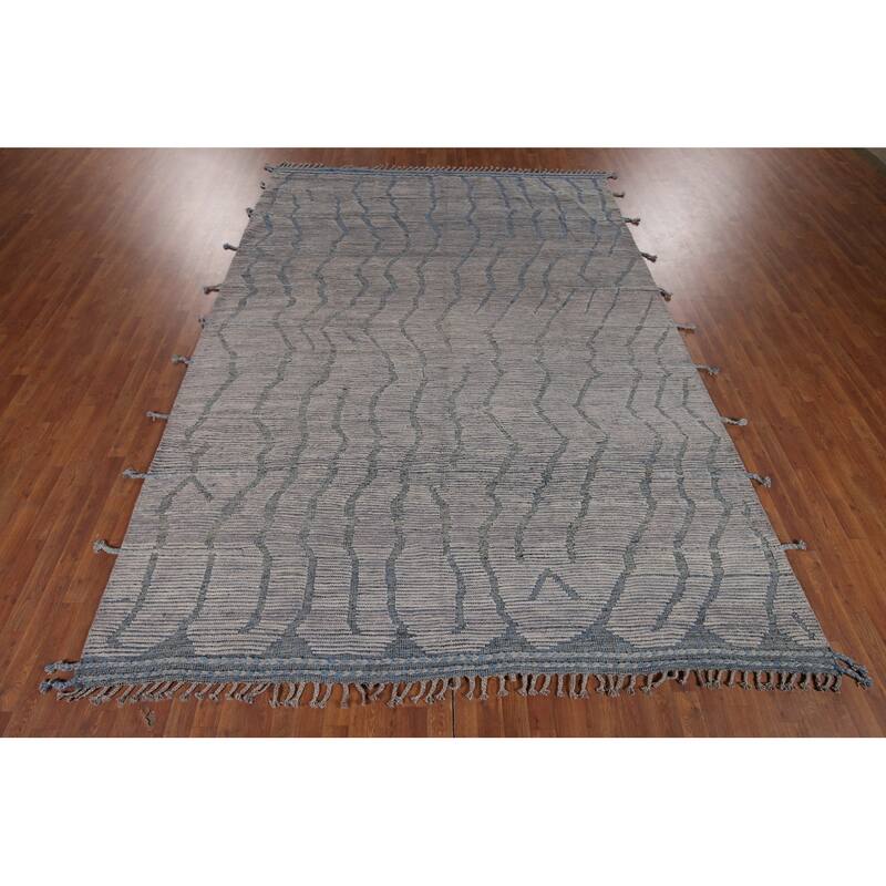 Moroccan Oriental Area Rug Hand-Knotted Bedroom Wool Carpet - 8'7"x 11'10"