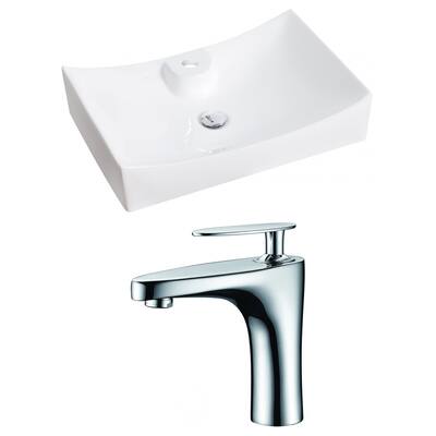 26-in. W Above Counter White Vessel Set For 1 Hole Center Faucet
