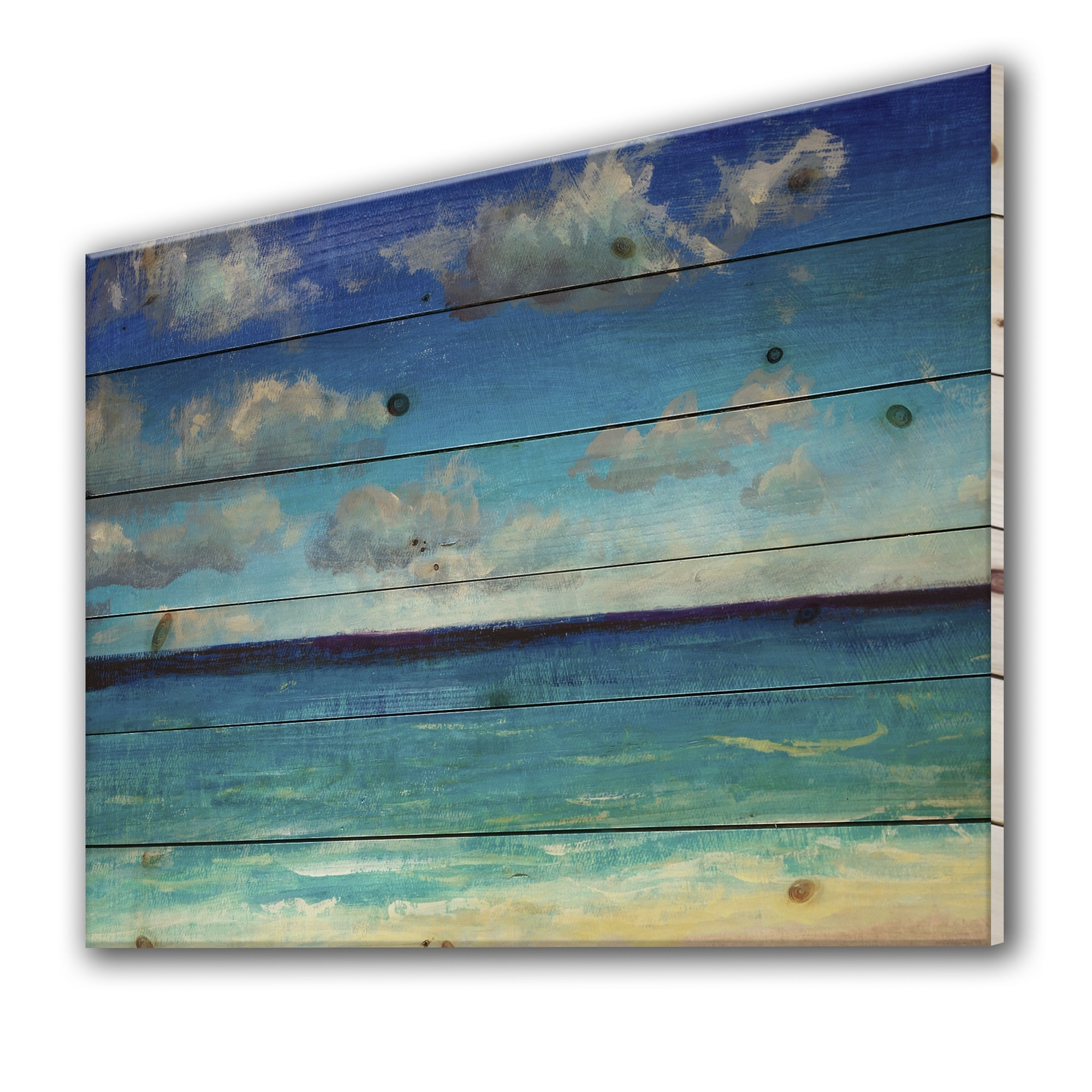 Designart 'Fiji White Beach Blue Ocean' Coastal Print on-image