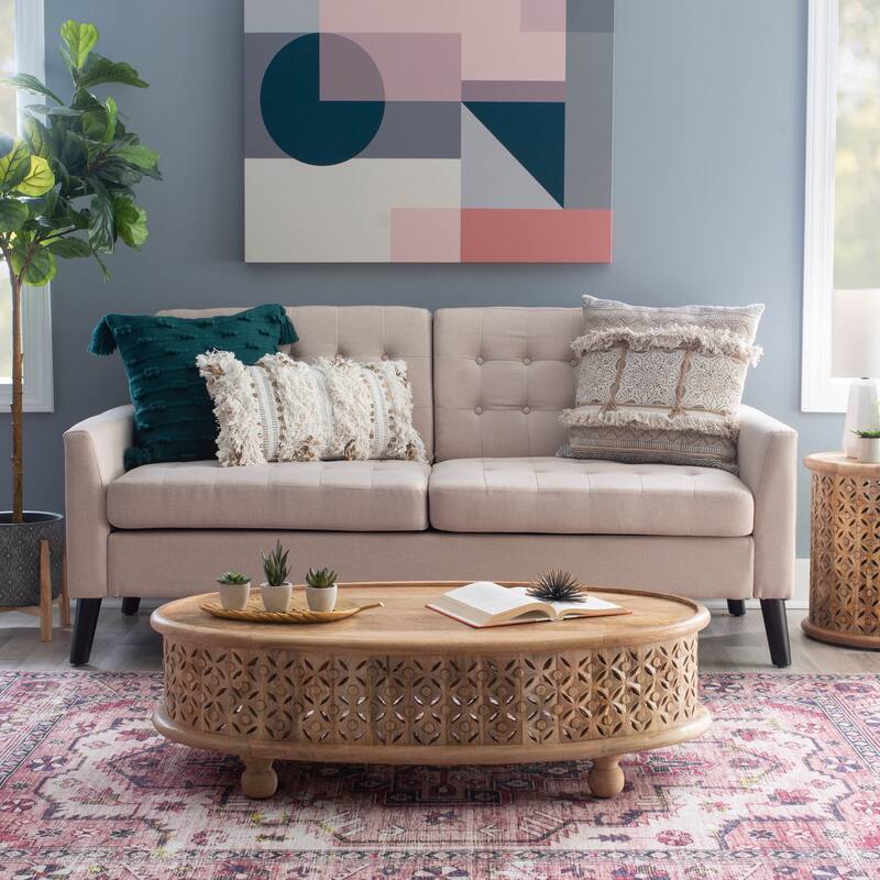 Linon Jennifer Boho Oval Coffee Table - Natural