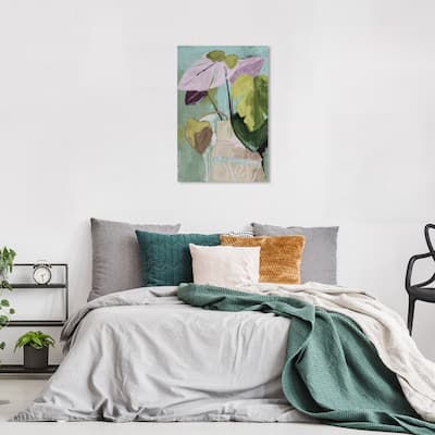 Wynwood Studio Canvas Floral and Botanical Floral Vase Abstract II Green and Light Purple Farmhouse Wall Art Canvas Print