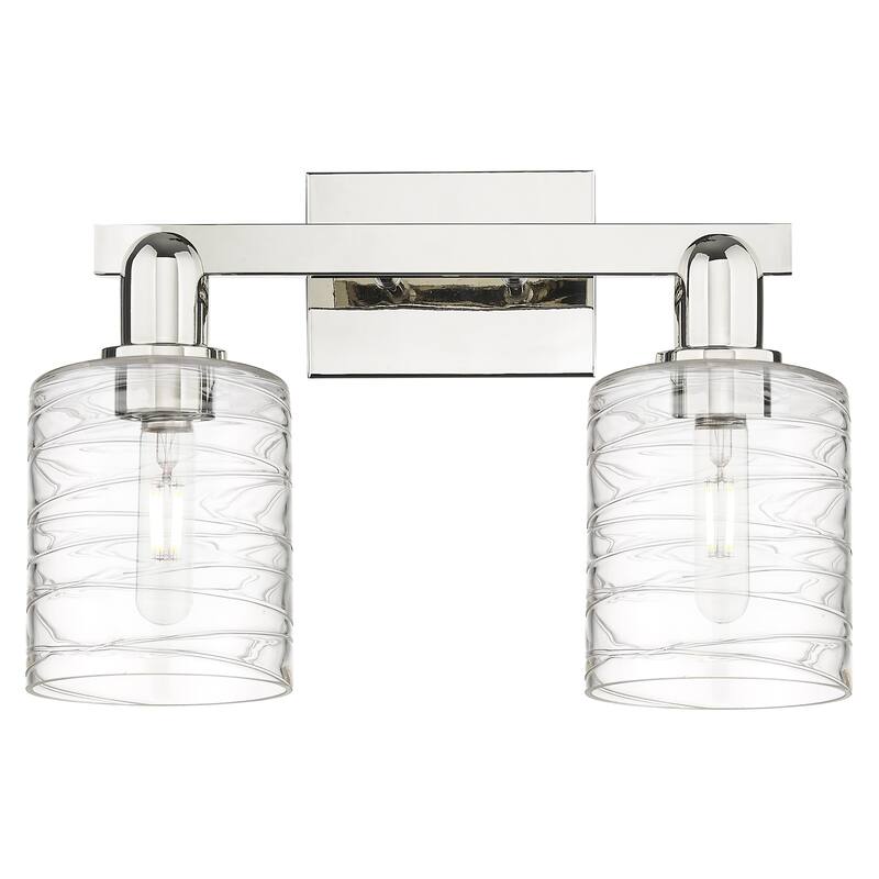 Innovations Lighting 716-2W-11-16 Cobbleskill Vanity Cobbleskill 2 - Polished Nickel / Deco Swirl