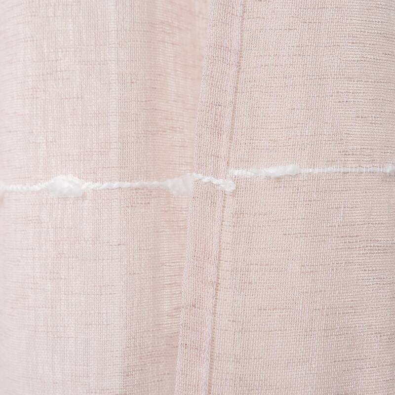 Lush Decor Farmhouse Textured Grommet Sheer Window Curtain Panel Pair