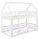 preview thumbnail 34 of 32, Twin over Twin House Bunk Bed with Fence and Door, Grey - Solid Pine Wood, Playful Design with Whimsical Roof and Guardrails