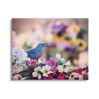 Stupell Bird with Spring Flowers Canvas Wall Art Design by Karen Burke ...