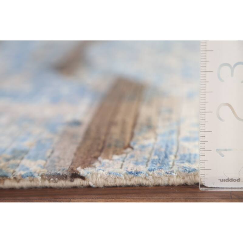 All-Over Striped Abstract Modern Accent Rug Handmade Wool Carpet - 2'8"x 4'8"