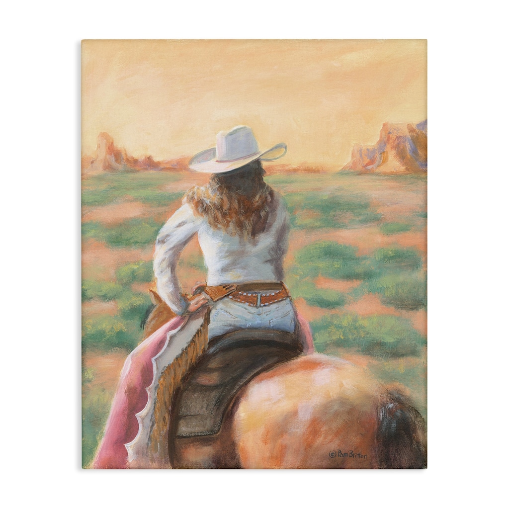 Stupell Cowgirl Atop Country Horse Canvas Wall Art Design By Pam Britton