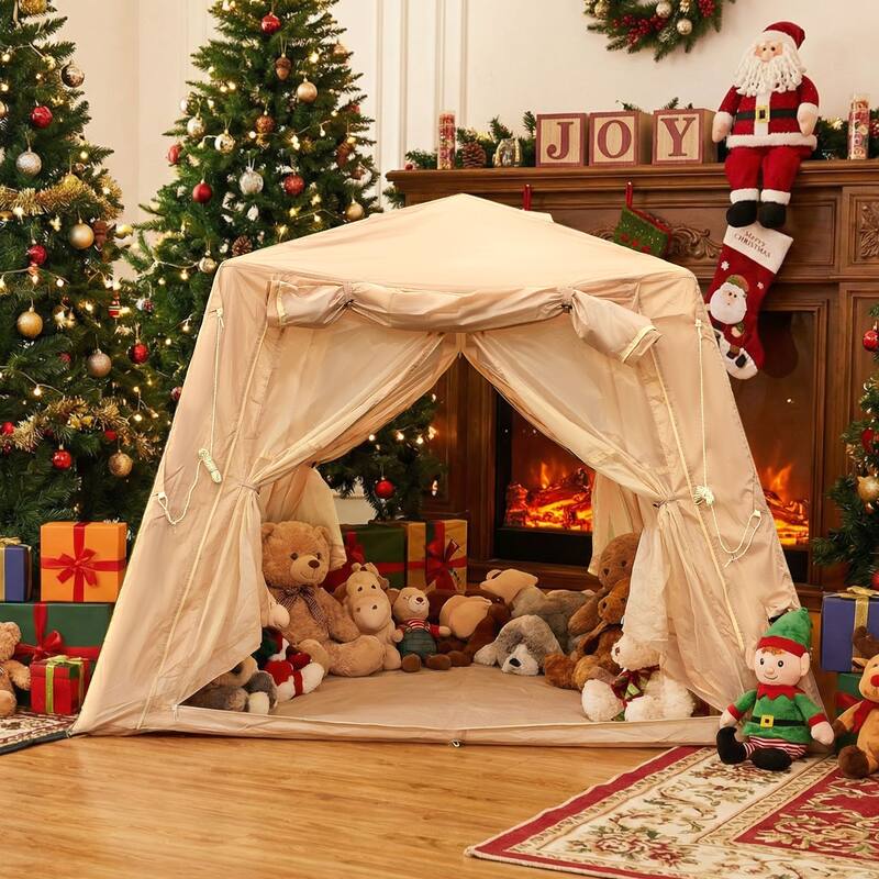 5.76 m ² Inflatable Tents for Camping with canopy, Blow Up Tent with Hand Pump, Easy Setup InflatableTent 4 Season Tent - Beige