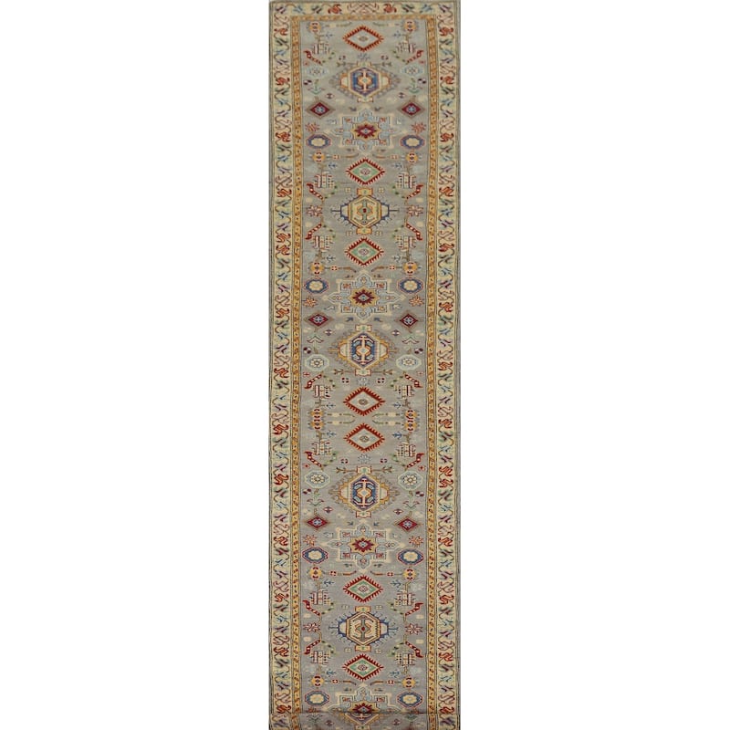 Kazak Oriental Runner Rug Hand-Knotted Wool Carpet - 2'8" x 16'4"