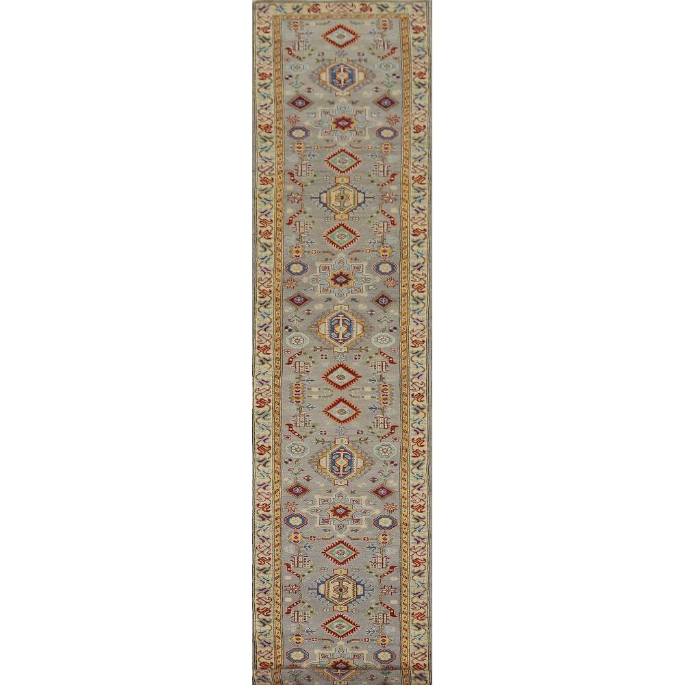 Kazak Oriental Runner Rug Hand-Knotted Wool Carpet - 2'8" x 16'4"