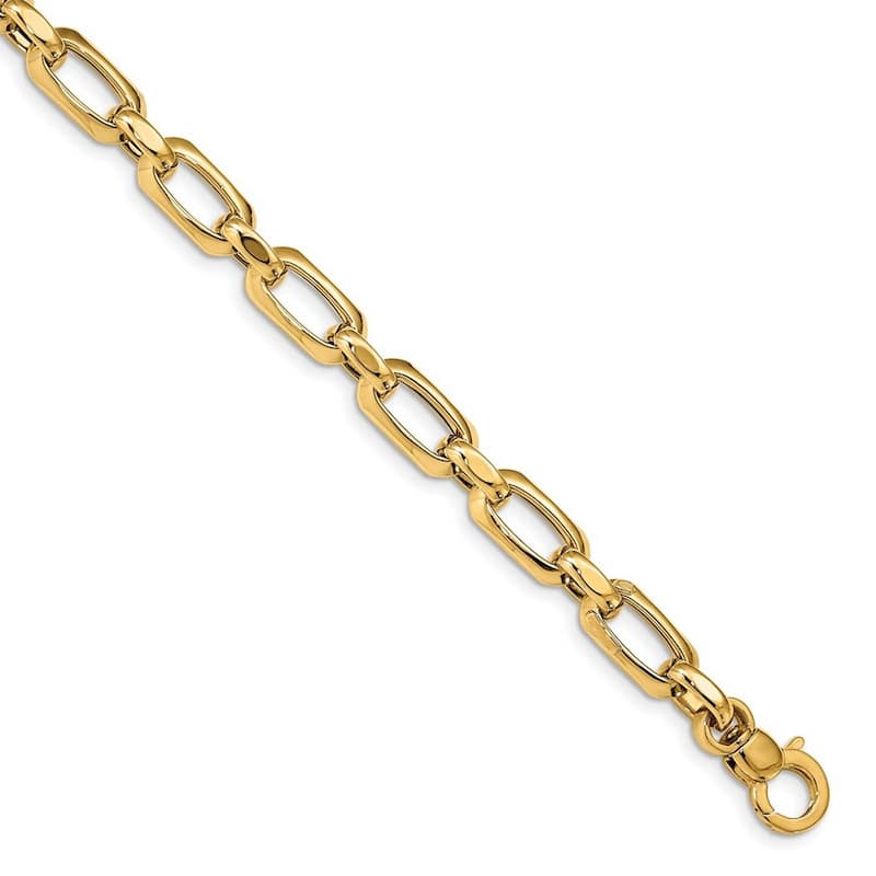 Curata 6.9mm 14k Gold Polished and Textured Bracelet 7.75 Inch