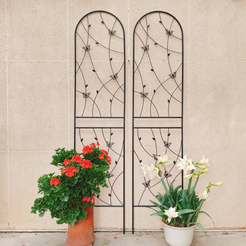 4 Pack Metal Garden Trellis Rustproof Trellis for Climbing Plants Outdoor Flower Support Black