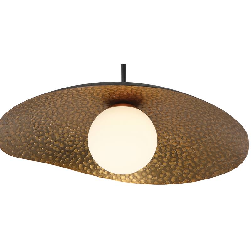 Access Lighting Yates 1 Light LED Pendant - Black with Antique Brushed Brass