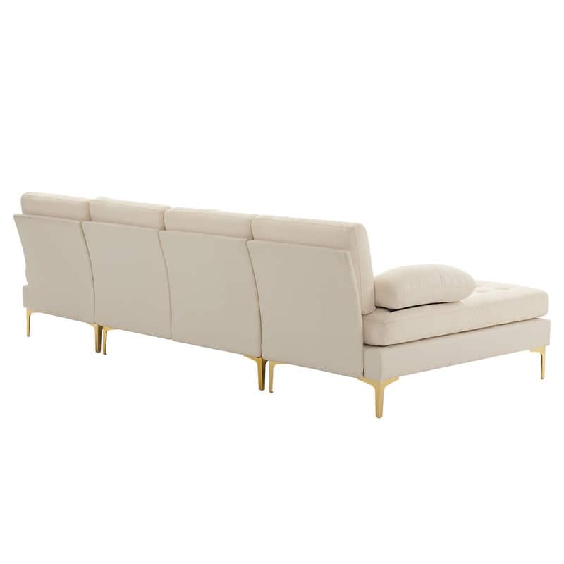 U-shaped Soft-Covered Armrest Backrest Seat Sectional Sofa Beige