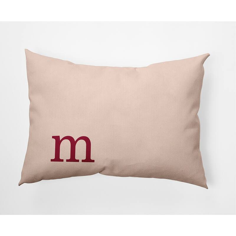 Modern Monogram Indoor/Outdoor Throw Pillow-M - 14" x 20" - Cranberry