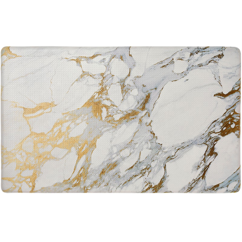SoHome Cozy Living Modern Marble Anti-Fatigue Kitchen Mat - 20"x36 - Gold/White