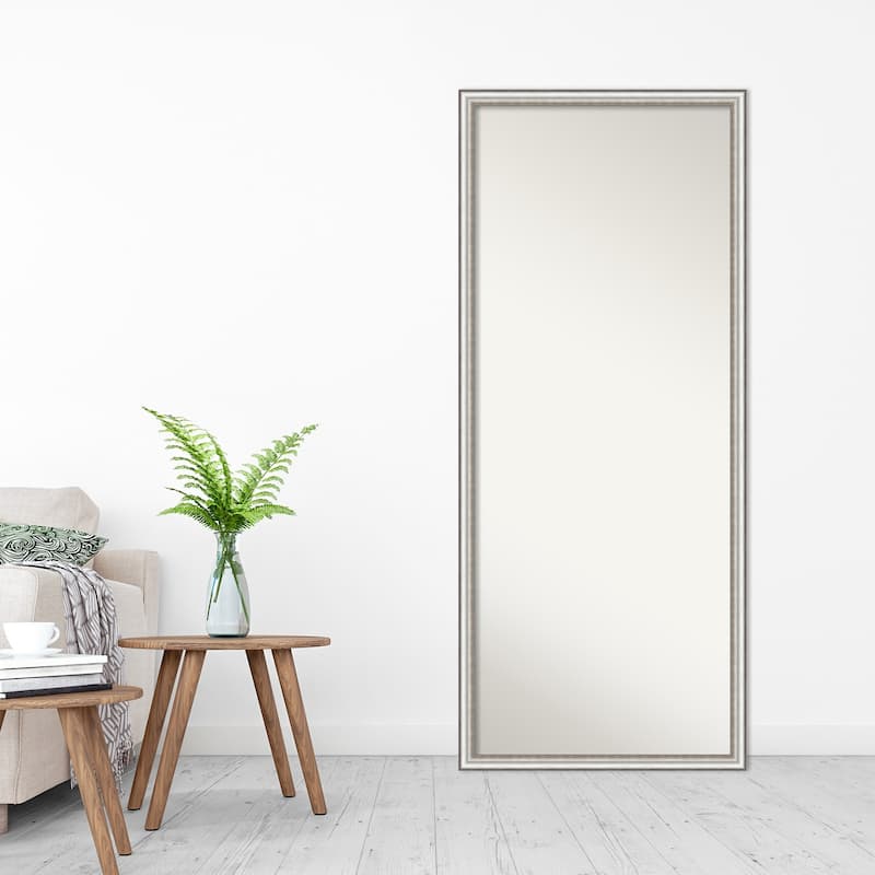Non-Beveled Wood Full Length Floor Leaner Mirror 26.5 x 62.5 in. - Salon Silver Narrow Frame - Salon Silver Narrow - 26 x 62 in