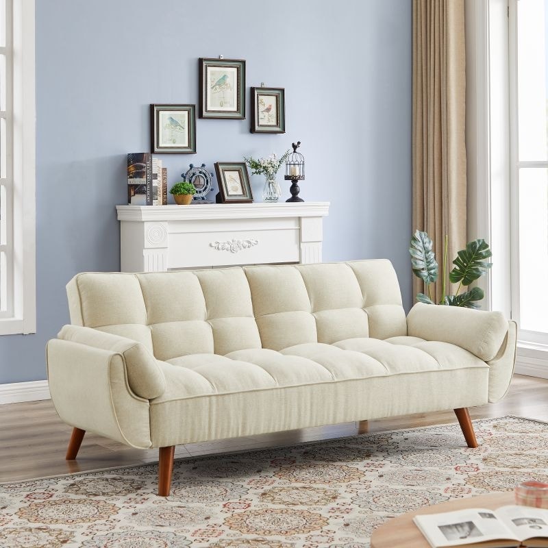 Linen Loveseat Sofa Couch with Removable Back and Seat Cushions and 4  Comfortable Pillows for Living Room Bedroom - Bed Bath & Beyond - 38930136