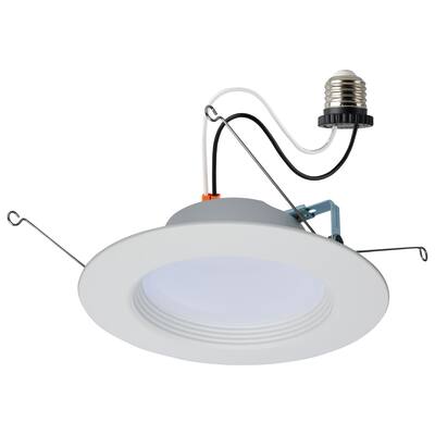 13.7W LED Downlight Retrofit 5-6In CCT Selectable Round White Finish 120V