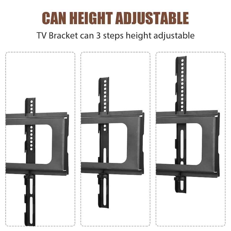 Wooden Storage TV Stand Black Tempered Glass Height Adjustable Universal Swivel Entertainment Center With Mount TV Stand,black