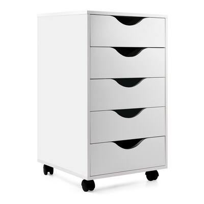 Rolling 5-Drawers Mobile Filing Cabinet File Storage Cabinet