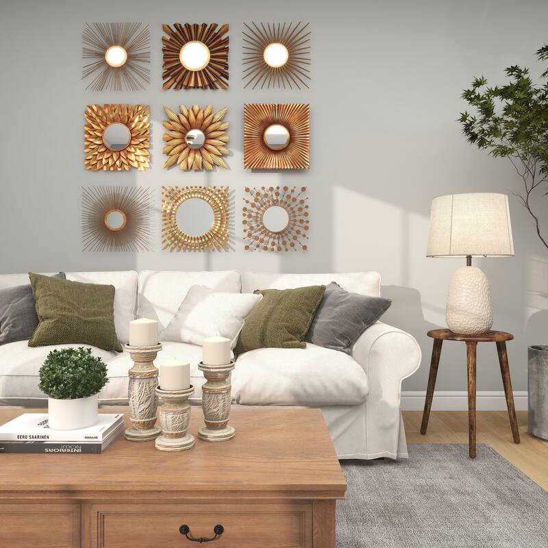 Mango Wood Handmade Intricately Carved Floral Accent Table with Tripod Legs - Dark Brown, White, Brown