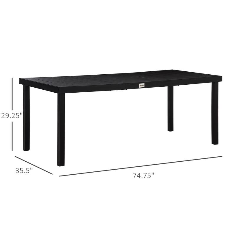 75" x 35" Outdoor Dining table for 8 People, Rectangular Aluminum Frame Garden table with All-Weather Faux Wood Top