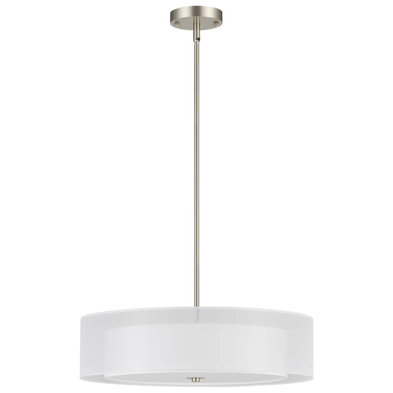 CO-Z 3-Light 20"W Double Drum Fabric Semi Flush Mounyt Pendant Chandelier