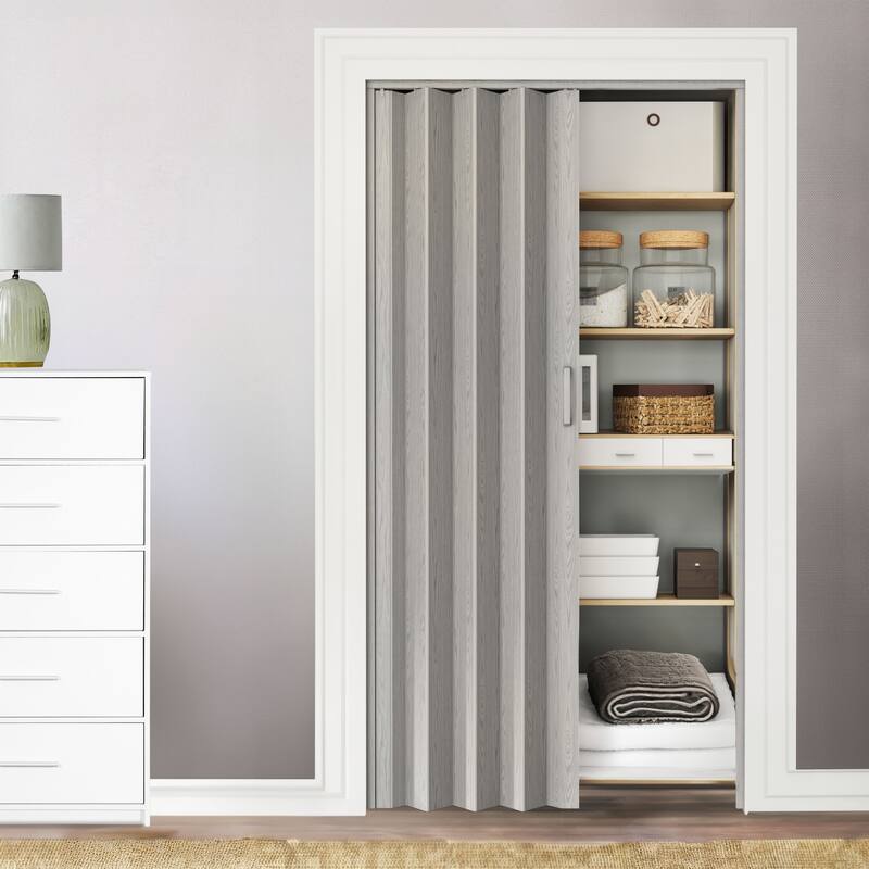 Home Studio PVC Foldable Accordion Door, Space-Saving, Room Divider Door - 36-Grey