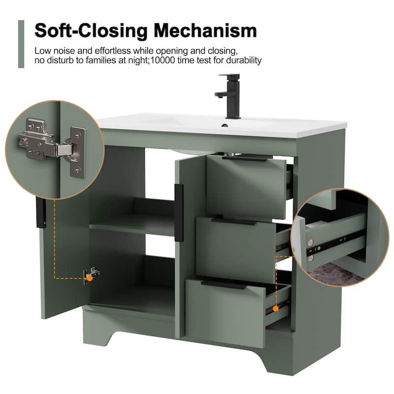 Vertical Stripes Bathroom Vanity Set with Sink Top & Faucet