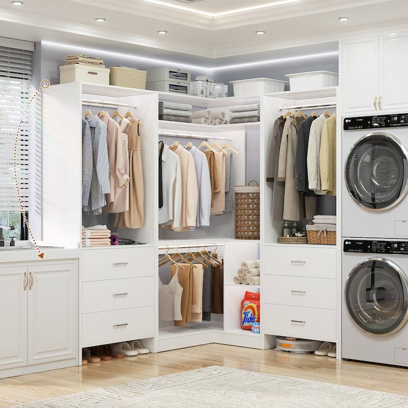 Cimly Set of 3 Freestanding Corner Closet System, Space-saving Closet Organizer for Walk-in/ Reach-in Closet