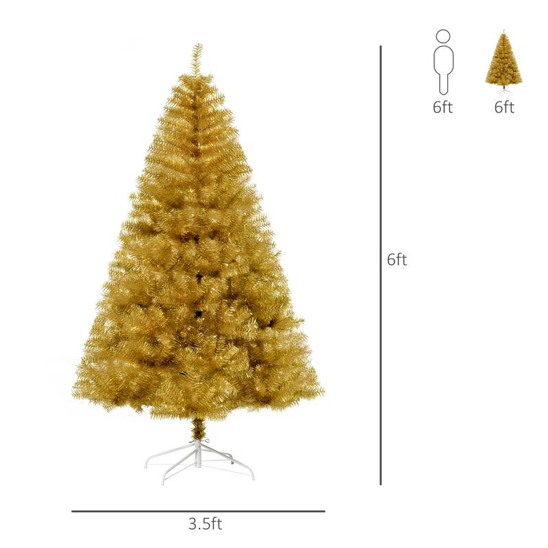 HOMCOM 6' Artificial Gold Christmas Tree with Stand