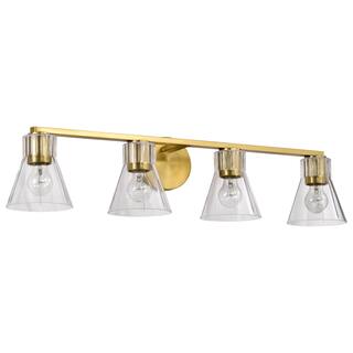 Gianna 4 Light Vanity Vintage Brass Finish Clear Glass - Vintage Brass