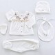 preview thumbnail 2 of 1, Newborn Baby Girl Outfit Set - Flower Embroidered Layette & Lace Details - 5 Pcs White