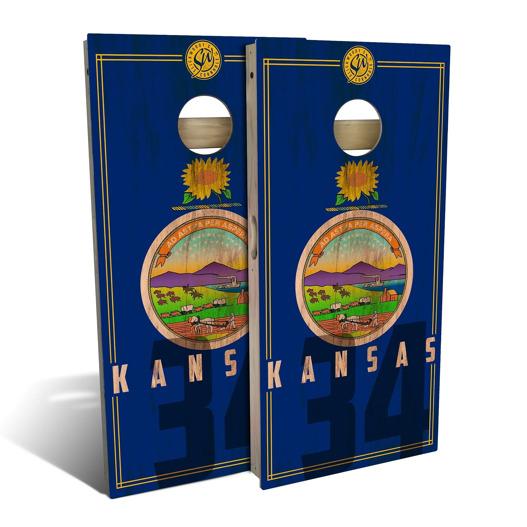 Kansas State Flag 2 Outdoor Cornhole Board Set