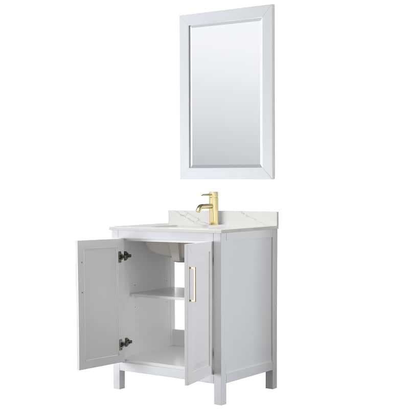 Daria 30-inch Single Vanity, Single Hole Quartz Top, 24-inch Mirror