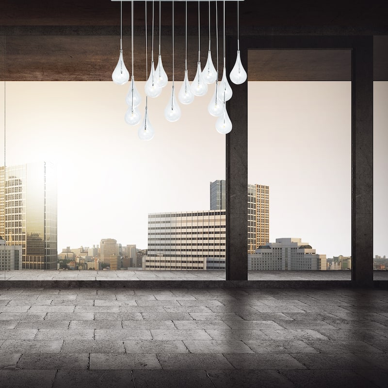 14 Glass Globes Dimmable LED Chrome Chandelier