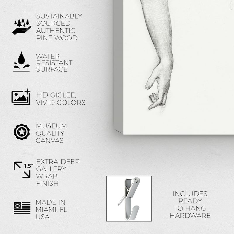 Wynwood Studio Canvas Classic and Figurative Arms and Feet of Venus Black and Antique White Traditional Wall Art Canvas Print