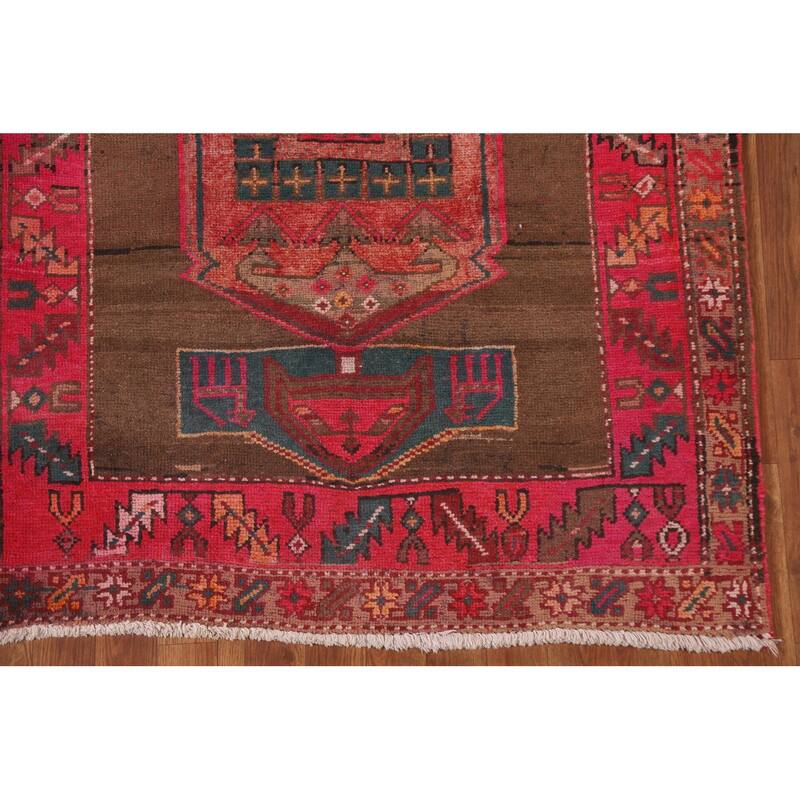 Ardebil Persian Vintage Runner Rug Hand-knotted Wool Carpet - 3'10" x 13'2"