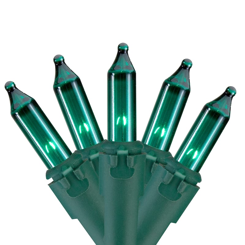 100 Mini Christmas Lights - 35 ft Green Wire - Mini Lights
