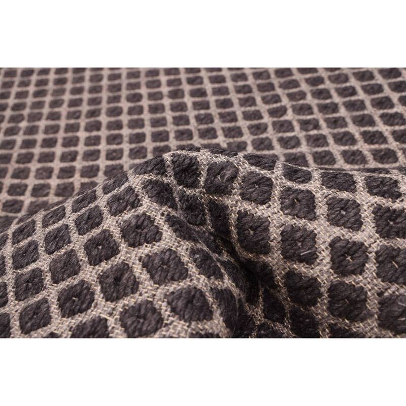 ECARPETGALLERY Braid weave Sienna Dark Grey Wool Rug - 5'0 x 7'6