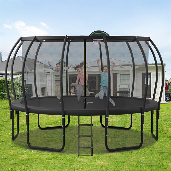 slide 2 of 6, 15FT Trampoline for Kids with Upgraded Arc Pole and Composite TopLoop - Black