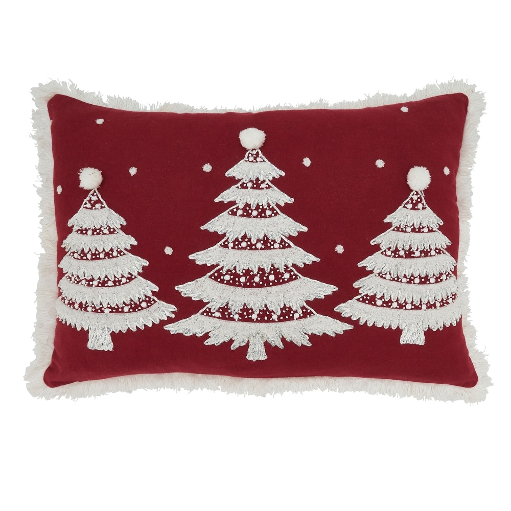 Festive Fringe Christmas Trees Throw Pillow