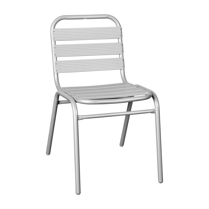 Commercial Aluminum Indoor-Outdoor Restaurant Stack Chair with Triple Slat Back