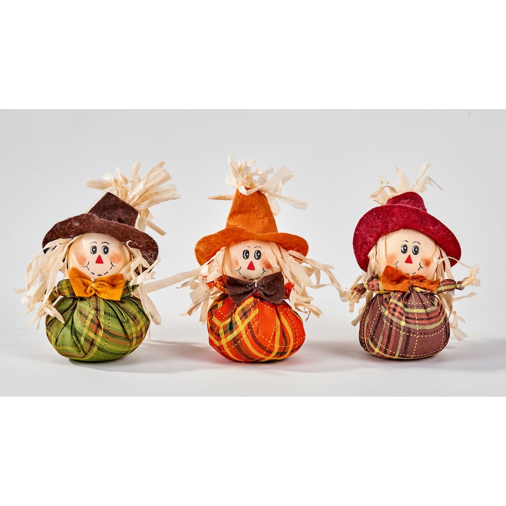 6" Mini Table Scarecrow, 3 Assorted, Set of 6