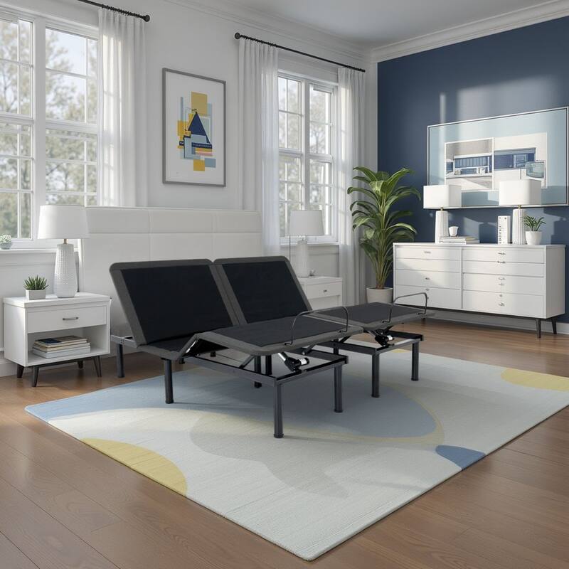 Bridgevine Home Quick Assembly Adjustable Bedframe with Voice Activated Controls