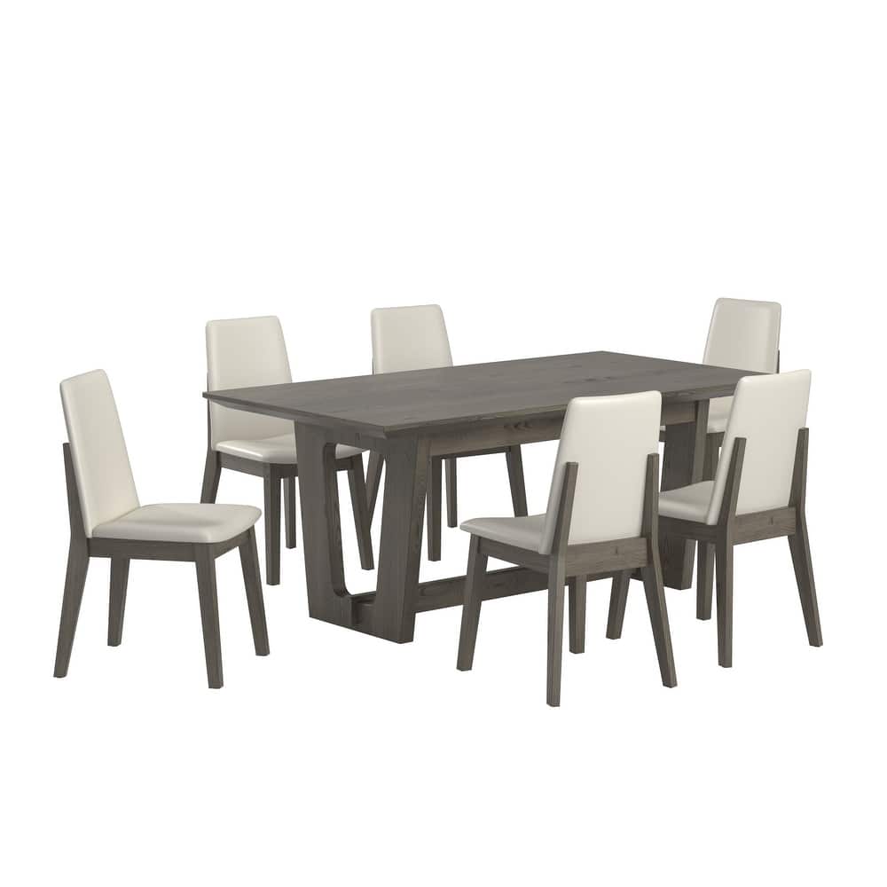 Harstad 72" Rectangular Wood Dining Set with Vegan Leather Upholstered Chairs by iNSPIRE Q Modern