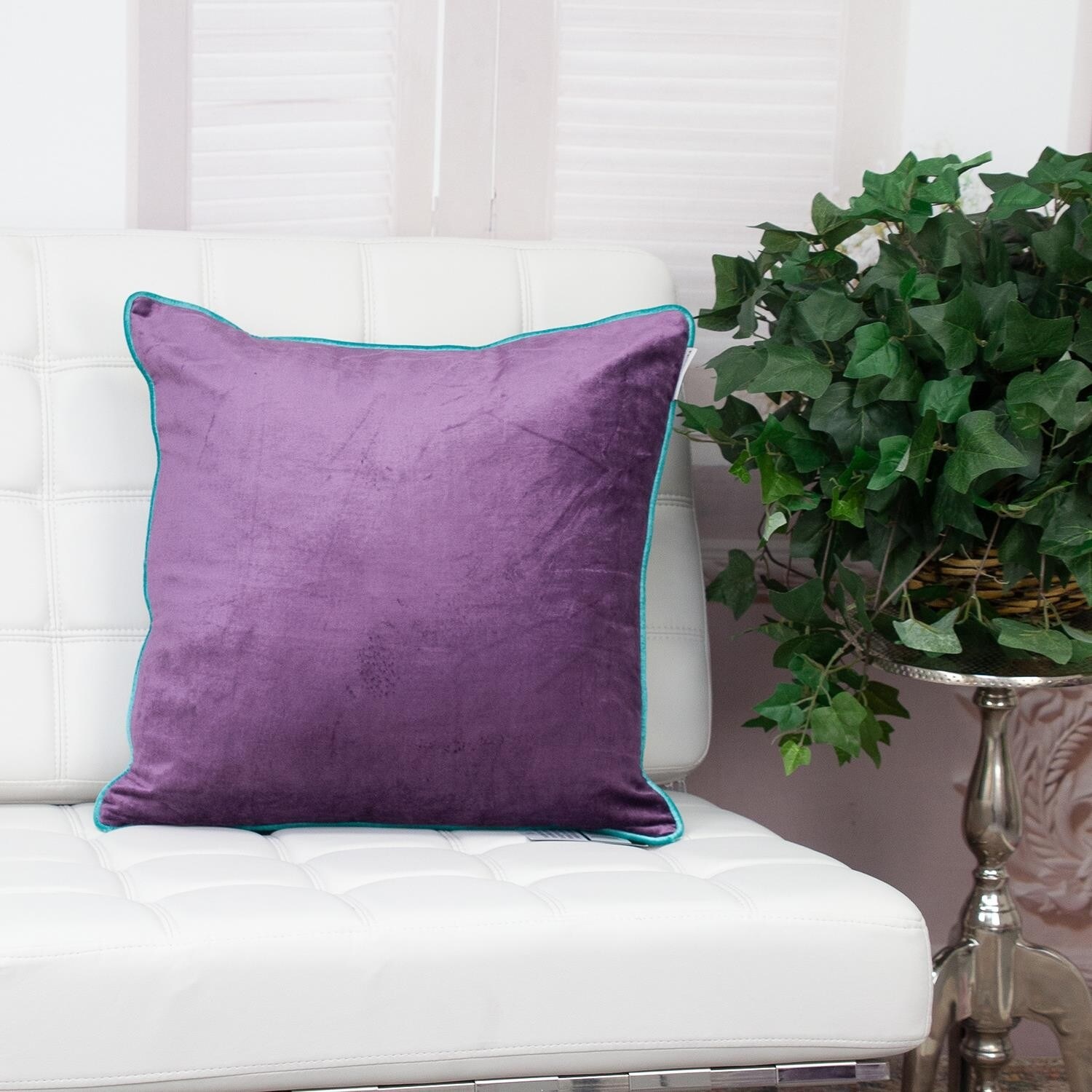 Purple and white pillows deals